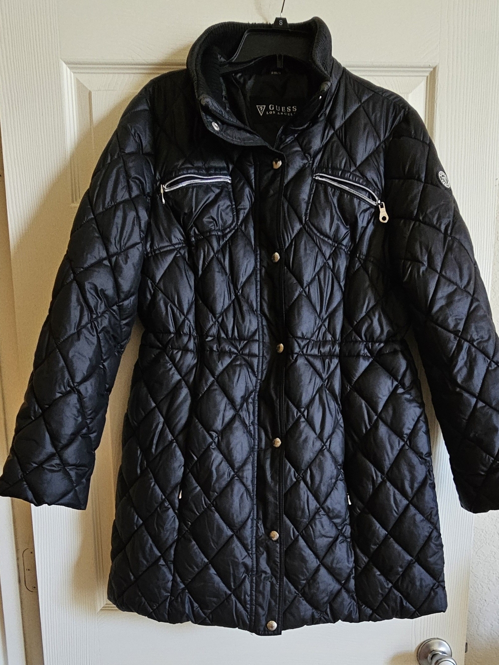 GUESS Black Quilted Puffer Coat for Ladies Xl